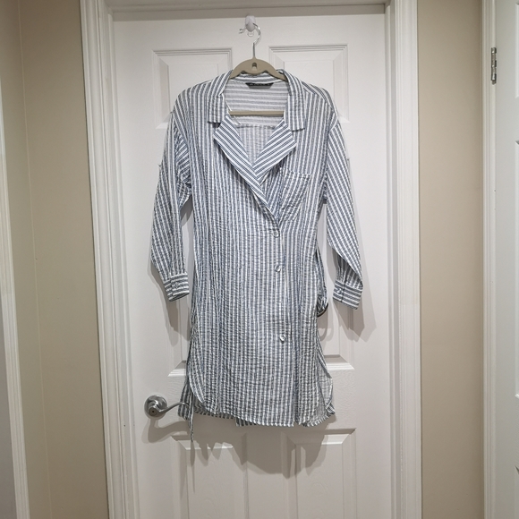 Double breasted Wrap Suit Style Striped Midi Dress - Picture 1 of 2